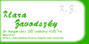 klara zavodszky business card